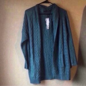 New Cyrus Sweater Teal Open Cardigan Sweater With Pockets Casual Knit Women’s XS